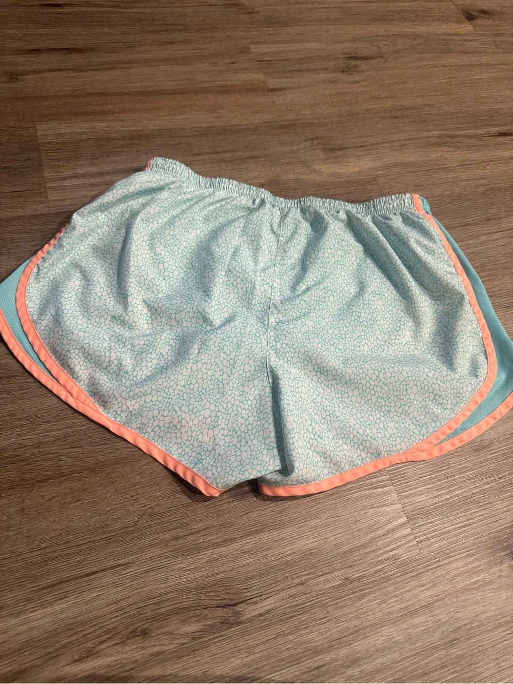 Nike Women's Light Teal Athletic Shorts with Coral Trim